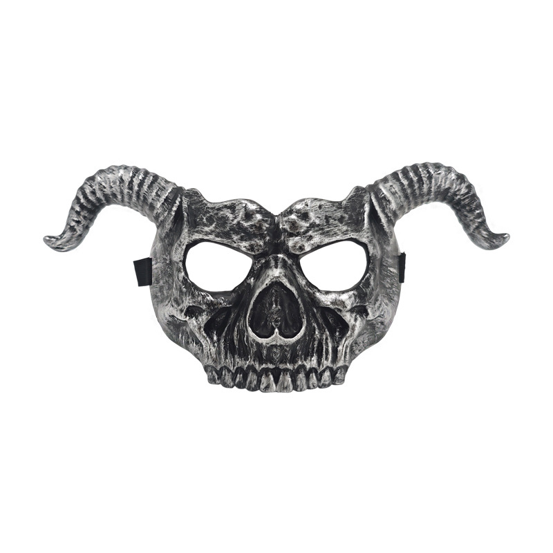 Amazon Halloween Retro color horn esqueleto máscara fiesta de Halloween thriller disfraz de props cool baile de máscaras