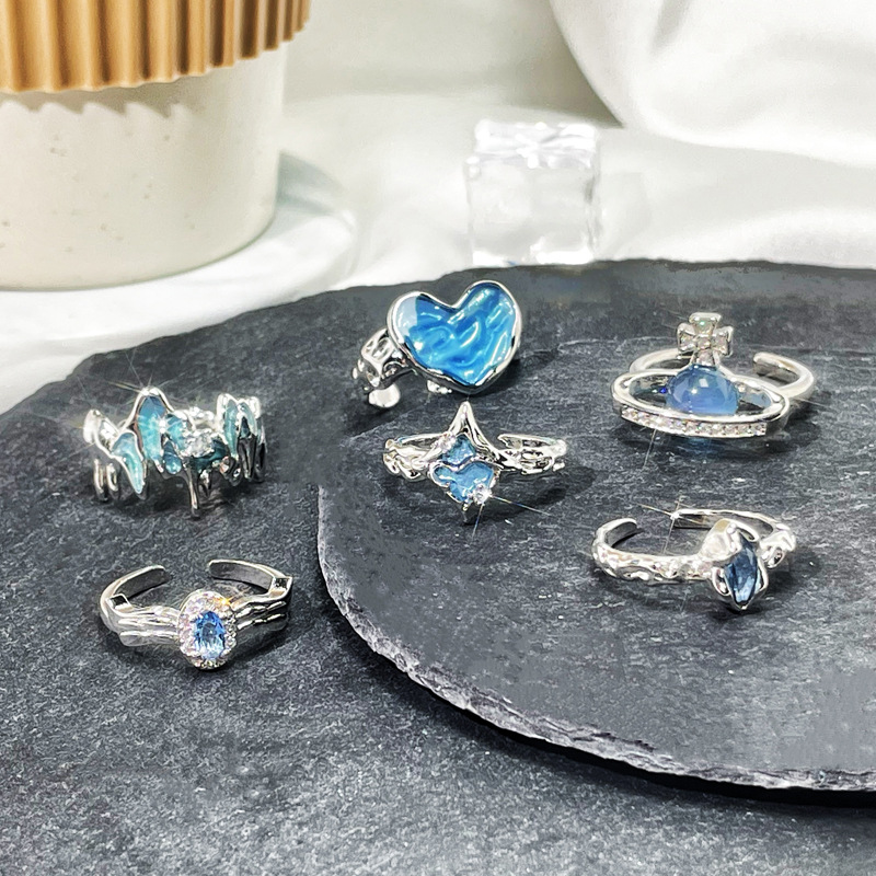 10g Weight Rhinestones Inlay Material Open Rings Classification Adjustable Ring Size 1 Piece Quantity Daily Occasion Copper Material Geometric Pattern Women's Gender Enamel, Plating, Inlay Design IG Style Style Wholesale IG Style Geometric Copper Enamel Plating Inlay Rhinestones Open Rings 8