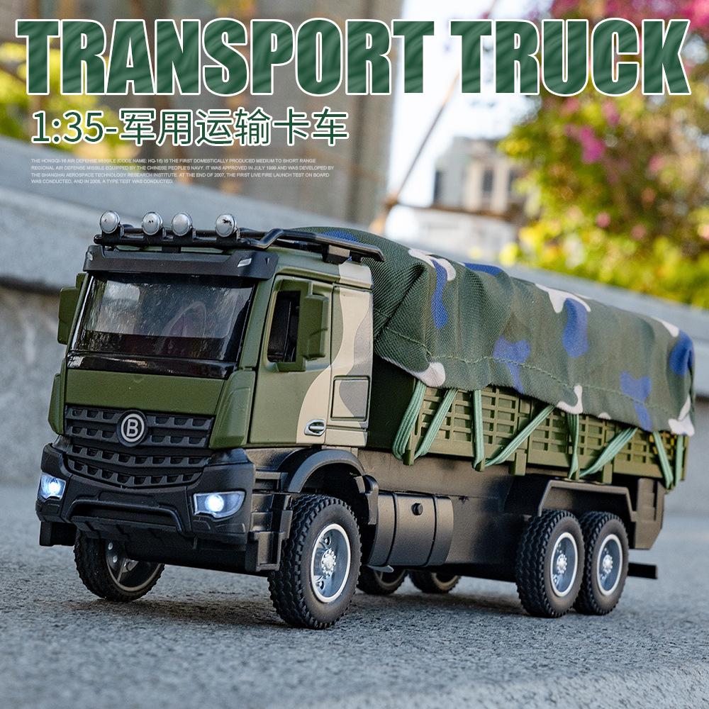 1:35 military transport alloy truck model simulation military troop carrier ornaments children's toys car wholesale