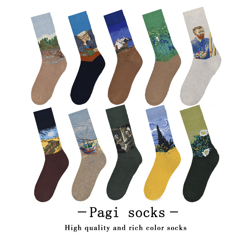 Vintage World Painting Artist Cotton Socks Van Gogh Self-portrait Oil Painting Spring and Autumn Men's and Women's Trendy Mid-tube Socks Vintage World Painting Artist Cotton Socks Van Gogh Self-portrait Oil Painting Spring and Autumn Men's and Women's Trendy Mid-tube Socks