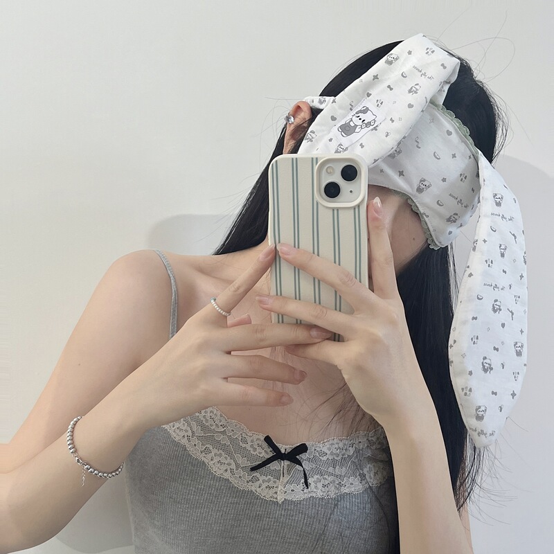 甘い女の子ウサギの耳レースアイマスク女性ガーリーインスタイル漫画二次元睡眠遮光睡眠アイマスク|undefined