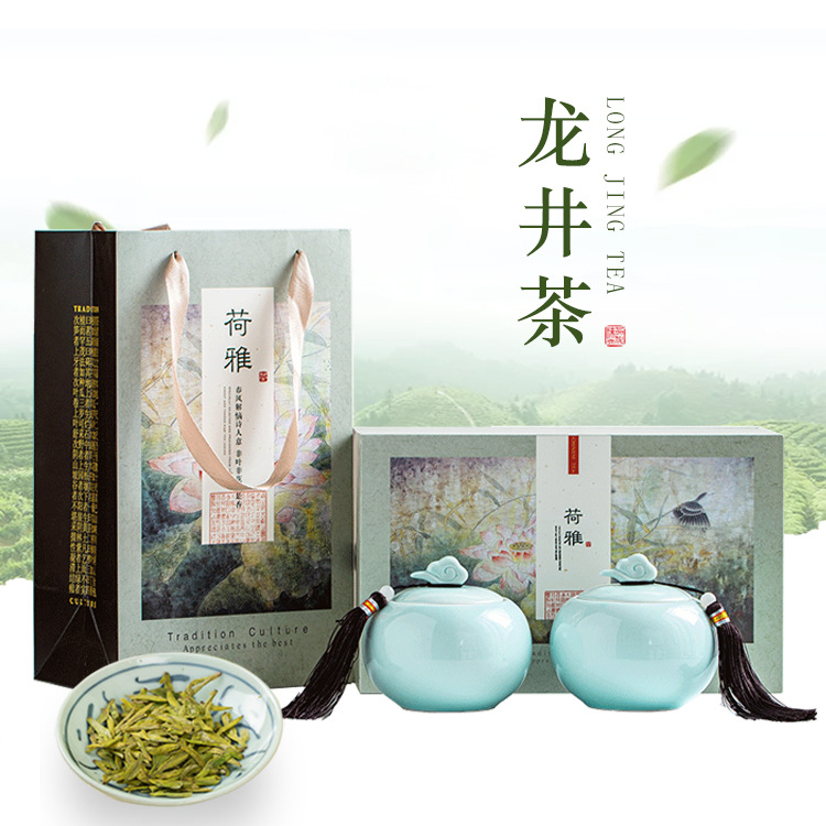 龙井茶2022新茶散装礼盒陶瓷罐明前杭州春绿茶叶节日送礼送长辈