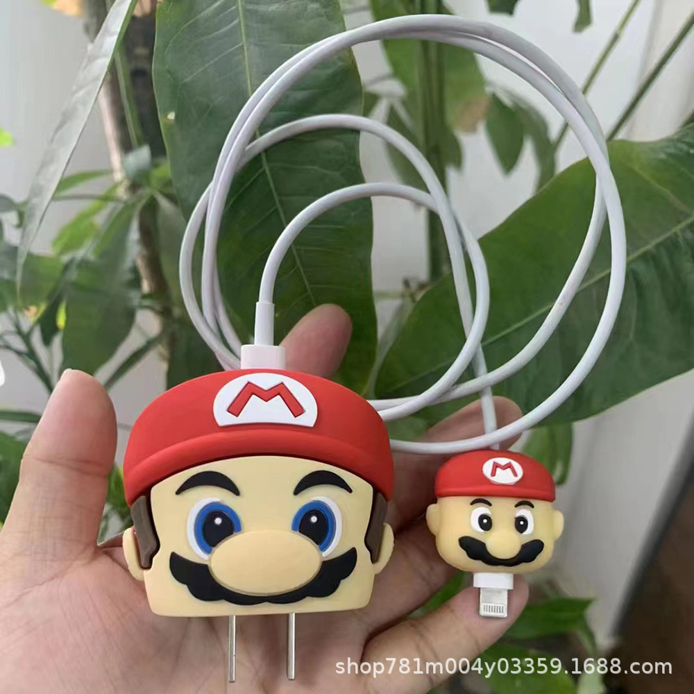 Nuevo cable de datos de dibujos animados cubierta protectora adecuado para Apple carga rápida cabeza 18/20W carga cabeza cubierta protectora Winder