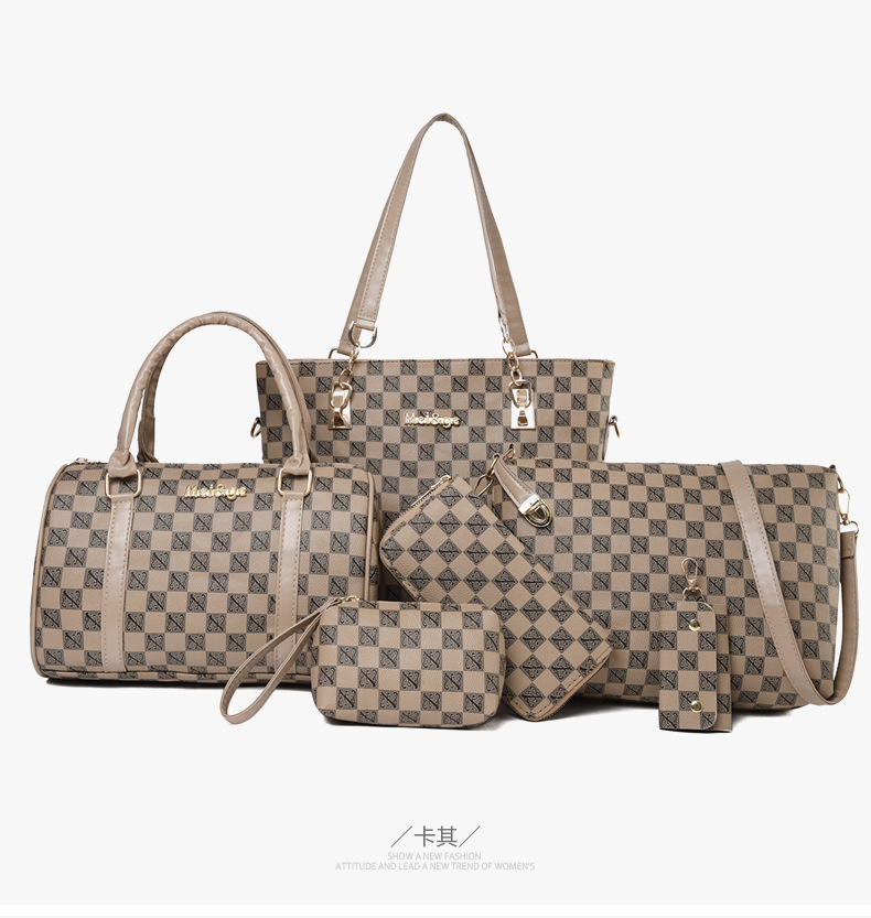 Cross-border 2024 new women's bag, European and American fashion trend printed six-piece set, mother and child bag, hand-held bag, shoulder crossbody bag undefined