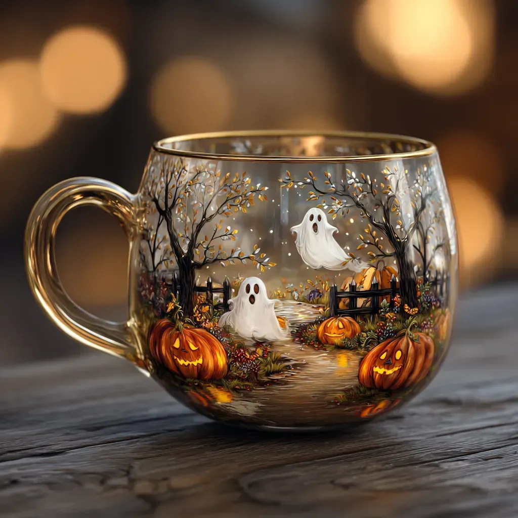 2025跨境新品Halloween Painted Mug万圣节圣诞节彩绘马克杯