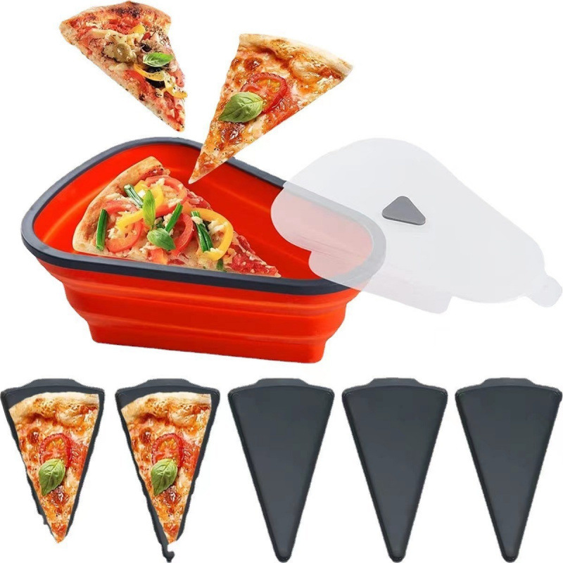 Caja de pizza plegable de Amazon Triangle Food Grade Silicone Reutilizable Caja de almacenamiento plegable