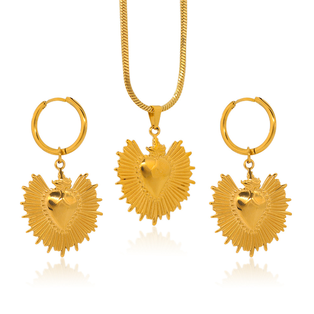 Women's Gender Y2K Style PVD Coated 18K Gold Real Gold Plated Heart Shape 303 Stainless Steel 304 Stainless Steel Y2K Waterproof Non Tarnish 304 Stainless Steel Earrings Necklace