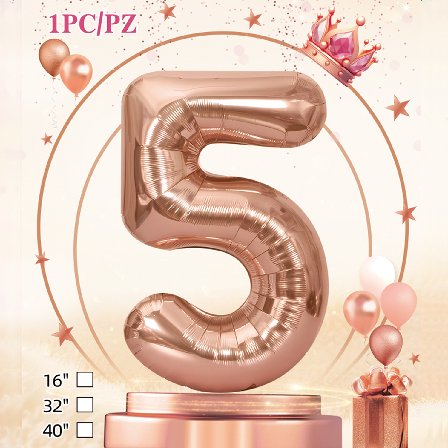 Embalaje de tarjeta de papel independiente digital de cumpleaños impreso en blanco de 32 pulgadas, decoración de fiesta de la versión estadounidense, película de aluminio, decoración de globos de papel de aluminio