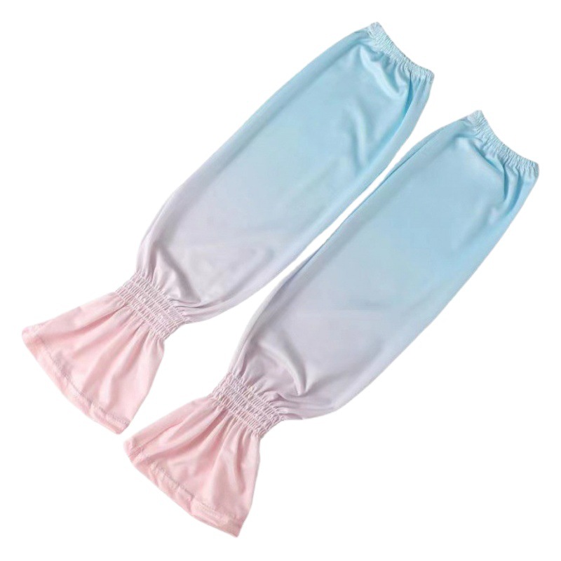 Gradient color sun protection ice sleeve female horn Ice Silk oversleeve breathable UV protection hand sleeve outdoor long arm protection driving
