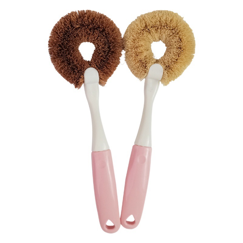 Plastic handle coconut palm brush pot tool long handle kitchen cleaning pot brush household kitchen dish brush kitchen pot brush