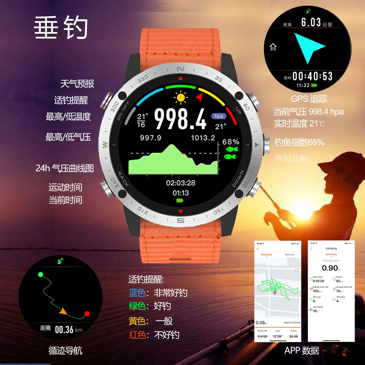 Дорожные наручные часы с Пайн-роуд, внедрённый GPS Beidou, компас, плавание и бег, усиленная водонепроницаемость, вело-тахометр, рыбалка, альпинизм