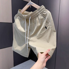 メンズ夏アウターショーツ、アメカジウォリアー刺繍、軽い高級感、シンプルな5点パンツ、ヨーロッパとアメリカのトレンディなブランドショーツ、メンズ