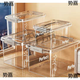 手提透明收纳箱家用加厚衣服玩具零食书本大容量整理盒塑料储物箱