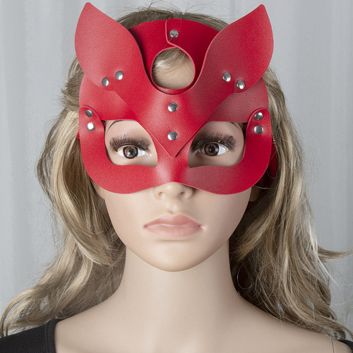 Factory direct sales European and American personalized PU leather fox mask nightclub party masquerade men and women face mask eye mask fun
