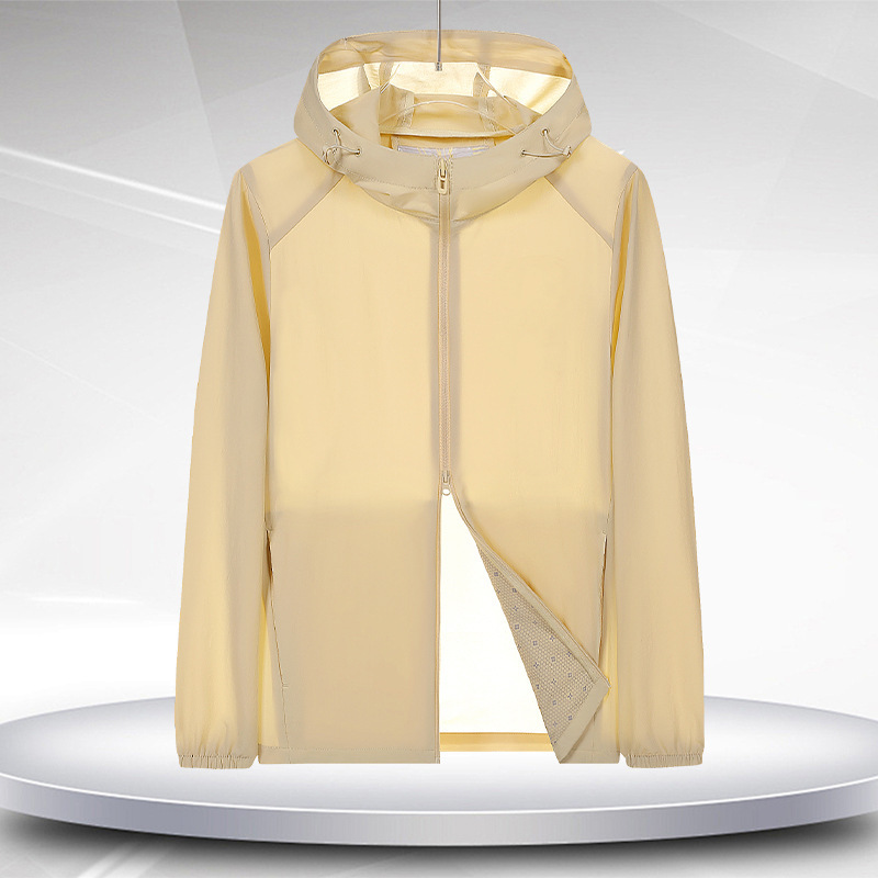 2025 New Fashion Ice Silk Couple Hooded Breathable Casual Cool Sports Skin Clothing Loose Windbreaker Jacket