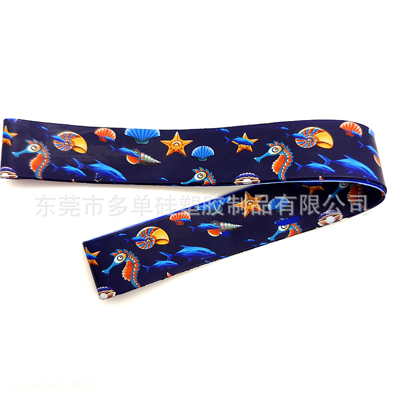 Barra de playa de flores de impresión en color transfronterizo 30CM bridas de silicona verano fruta animal patrón 2.5CM bridas al por mayor