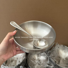ミノ家食品級304韓国式二重碗茶碗業務用家庭用断熱麺碗スープ碗食器デザート碗