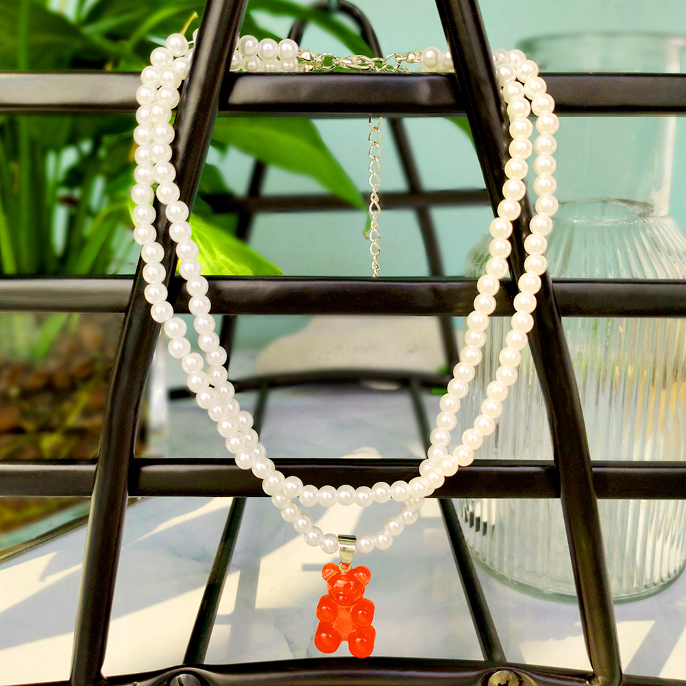 Fashion Bear Alloy Beaded Women's Layered Necklaces 1 Piece display picture 5