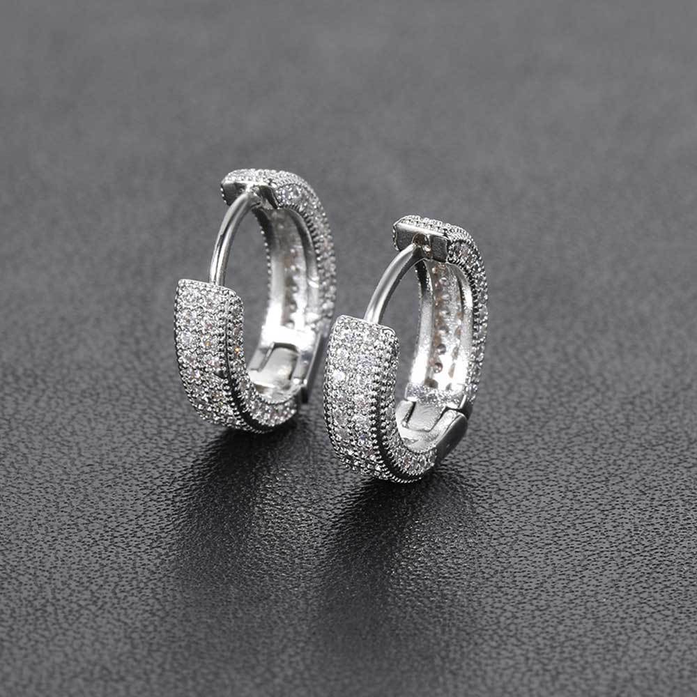 Full diamond men's plain rings, 2022 new minimalist earrings, Korean niche design, circular trendy earrings_voghion.com