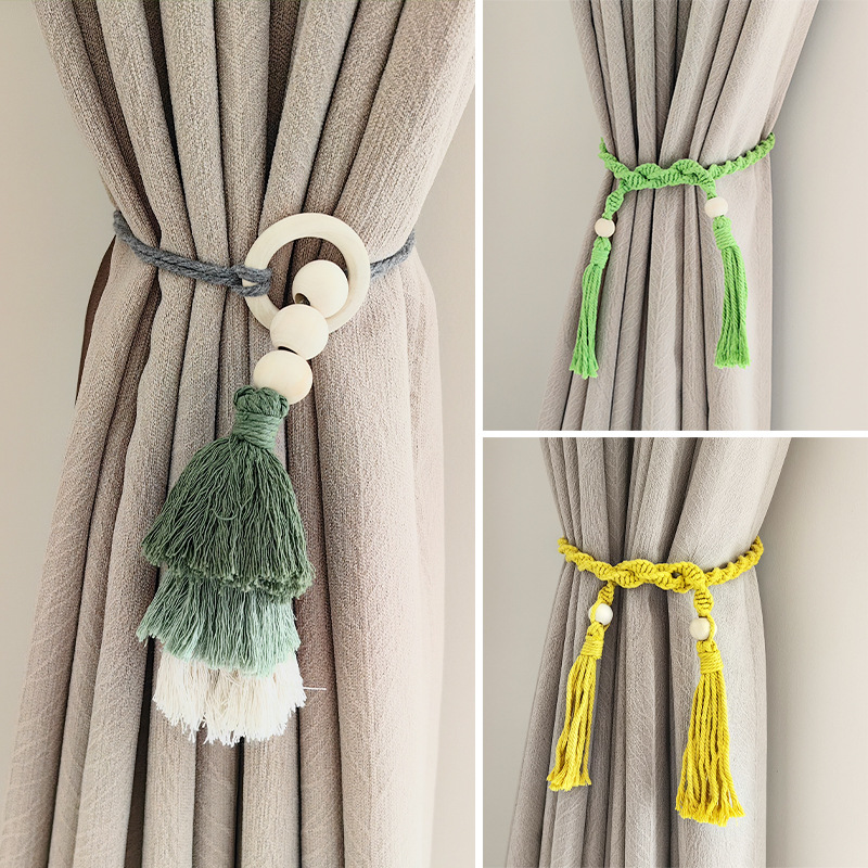 Correas de cortina Tronos de borla de viento simple transfronterizo Accesorios de cortina de gasa Fijo Multicolor Ajuste cuerda de almacenamiento ajustable image 4