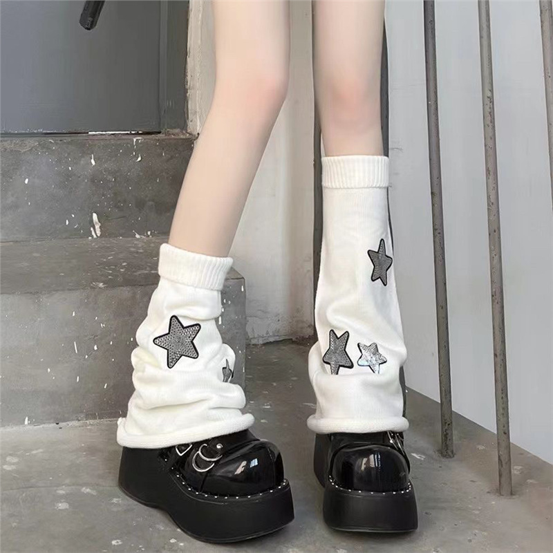 星星针织堆堆袜小腿袜白色腿套亚文化袜套辣妹显瘦ins风美腿袜套|undefined