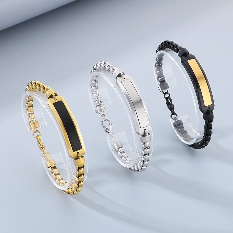36g Weight Retro Classic Style Geometric 304 Stainless Steel Plating Men's Bracelets Men's Chain Bracelets