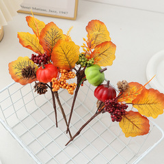 秋の造花、感謝祭の飾り、紅葉、カボチャ、ベリー、田園風の挿し木、紅葉の装飾、卸売、越境
