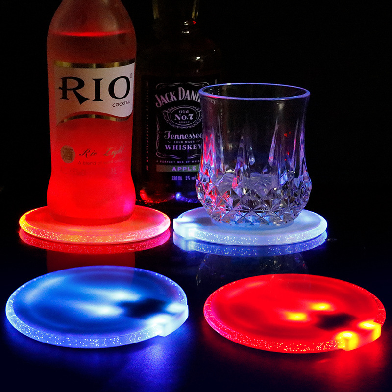 Gravedad inducción luminosa montaña redonda burbuja acrílico Coaster bar KTV atmósfera producto colorido luminoso botella mat