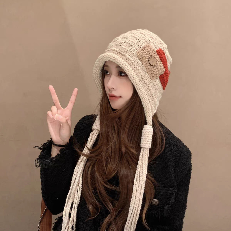 可爱猫耳朵毛绒帽子女秋冬季加绒加厚保暖防寒腮红护耳雷锋帽|undefined