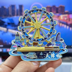 文创天津之眼弹射摩天轮磁吸金属冰箱贴独特纪念品批发