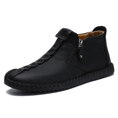 Bestselling Men's Martin Boots Autumn/Winter New Wide Size Zipper Men's Boots Outdoor Casual Hand-sewn Work Boots