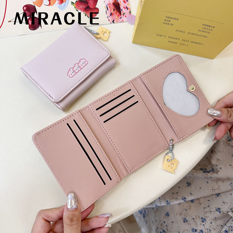 [Galleta de queso] manruike titular de la tarjeta de las mujeres lindas creativo corto tríptico Monedero billetera mujeres