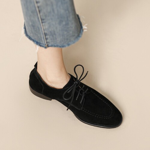 Retro style~ tie-dye matte round-toe women's new single shoes, chunky heels, college-style loafers with 3cm heels