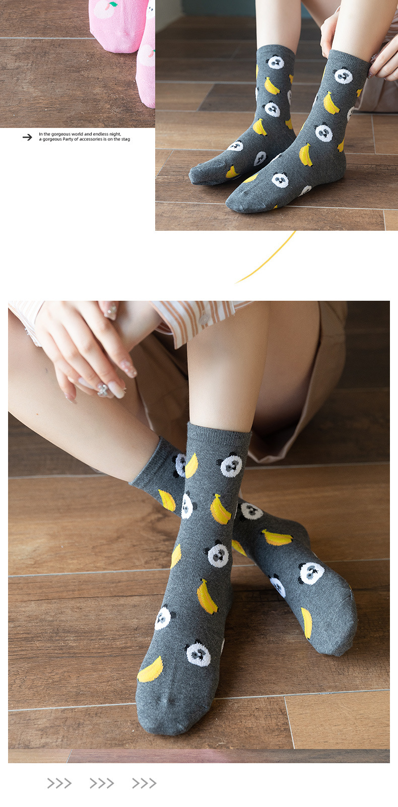 Calcetines tipo crew unisex estilo coreano frutas algodón_voghion.com