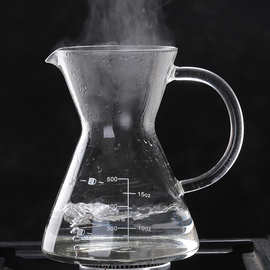 E0PB批发耐热玻璃咖啡壶一体手冲壶套装咖啡器具不锈钢萃取过滤杯