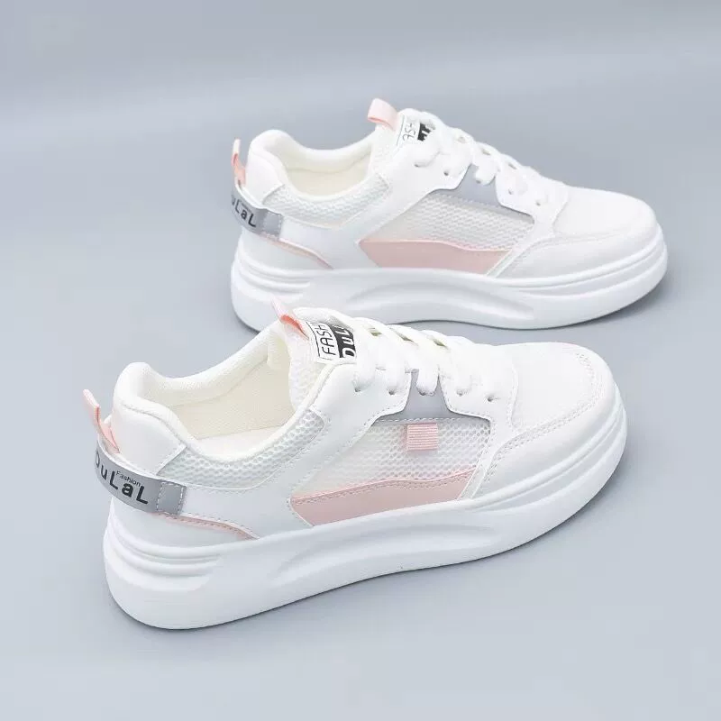 Женские белые кроссовки, летние, из тонкой дышащей сетки, новинка 2024 года, универсальные, популярные белые туфли, повседневные спортивные сетчатые кроссовки