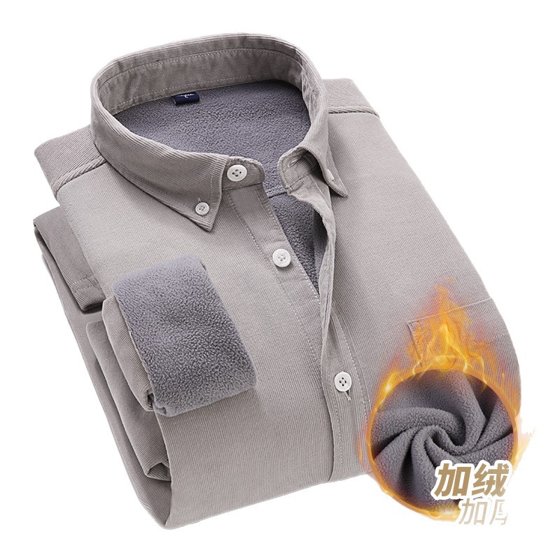 Camisa de Pana para Hombre Dongyu, Otoño e Invierno, con Forro Polar, Chaqueta Casual de Color Sólido, Totalmente de Algodón, Lista para Venta al por Mayor.