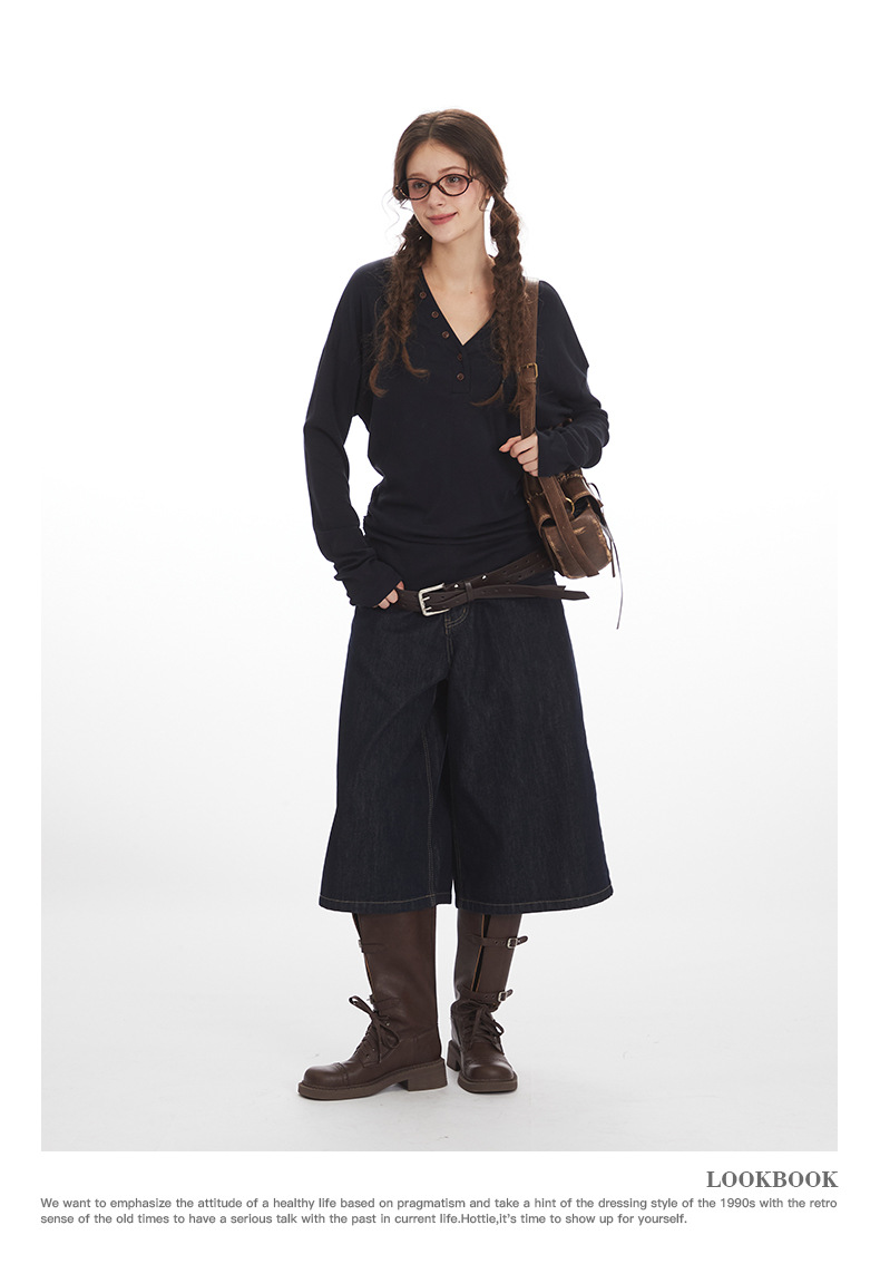 HeyHenry Women's V Neck Slim Fit Long Sleeve T-Shirt Designer Fashion for Autumn Suitable for Inner Layers_ecoleips.com