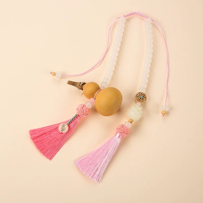 Creative Car pendant lucky bag, Car hanging - upgraded-beaded-gourd-powder-double-panicle