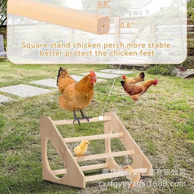 国境を越えた木製鶏小屋の生息地農家鶏、アヒル、ガチョウの収納ラック大きなオンドリのスタンドラック鳥プラットフォームトレーニングおもちゃ|undefined