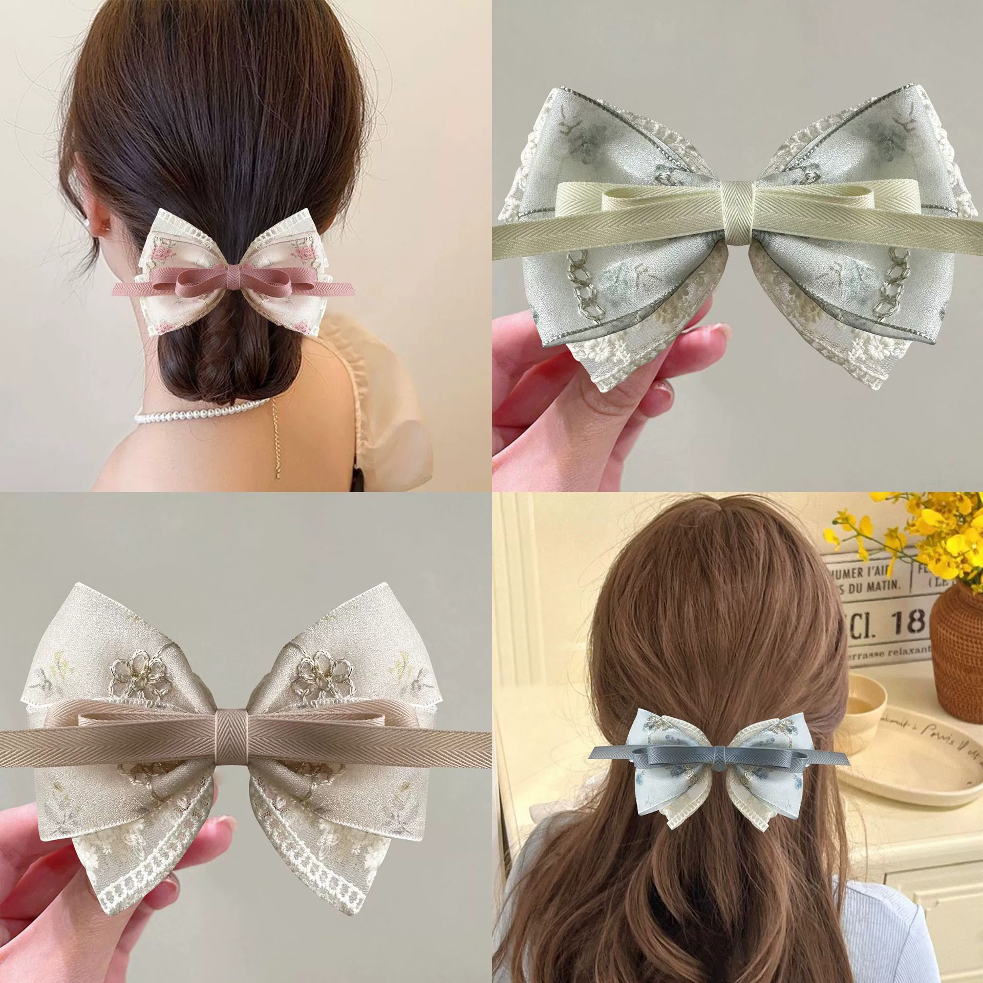 Свежий/Свежий? hairgrip with bow, hairpin, hair accessory, floral print