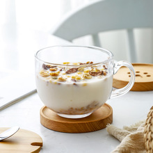 8耐热玻璃麦片早餐杯可微波大容量马克杯燕麦碗带盖勺酸奶牛奶