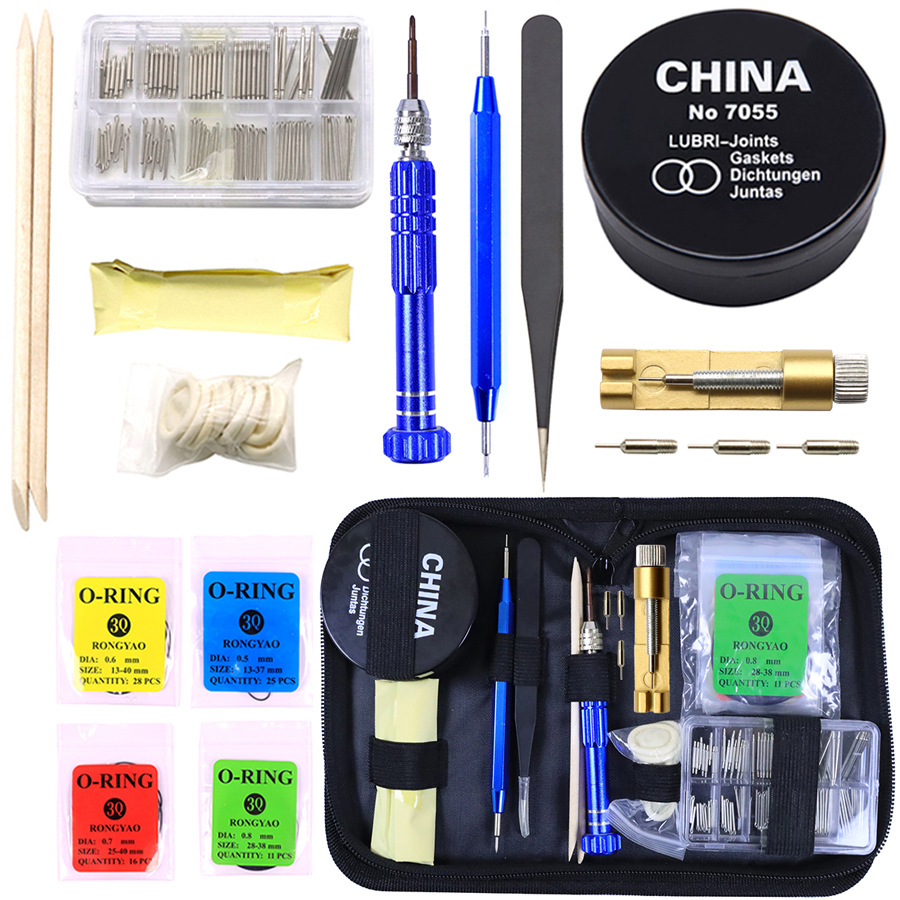 修手表工具包 21件拆带换开口销表耳手表防水油盒防水圈专业套装