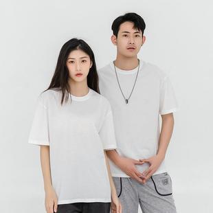 Summer Men's Round Neck Cotton Short-Sleeved T-Shirt Men's Pure Cotton Pure White Loose Half-Sleeved Trendy Brand Bottoming Shirt for Women to Wear Inside