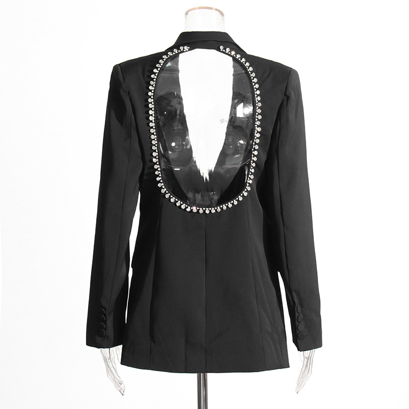 Women's Clothing Fashionable Temperament Lady Style Suit Jacket For Women Autumn New Sexy Backless Diamond Design Small Suit_voghion.com