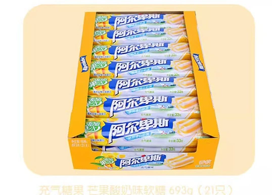 阿尔卑斯 Коробка жевательной конфеты батончик надутые конфеты 33 г×21 шт виноград османтус манго йогурт вкус