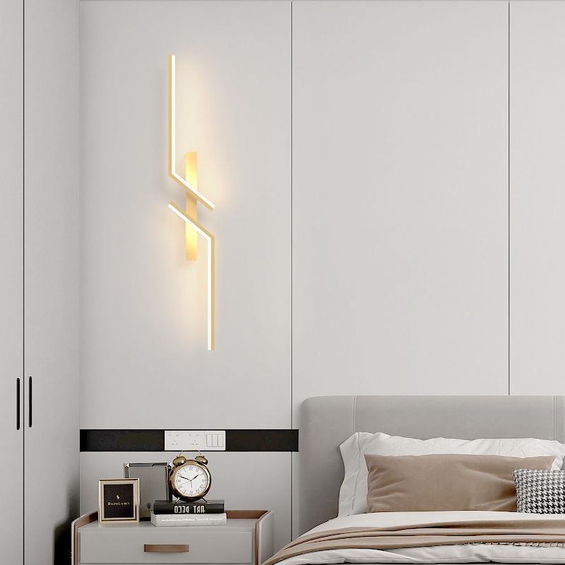 Luz simple moderna rejilla de lujo sala de estar TV lámpara de pared de fondo minimalista tira red creativa dormitorio lámpara de noche