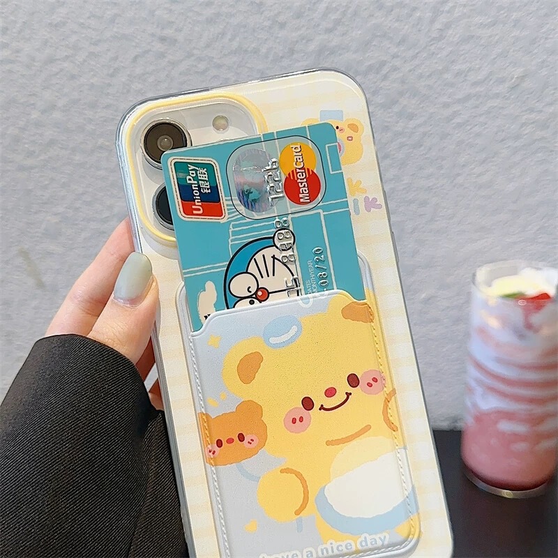 かわいいバター熊リンゴ16promax携帯ケースiPhone15アニメ14カードケース13ストラップ12|undefined