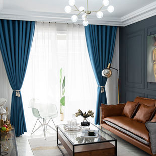 Solid Color Blackout Curtains for Living Room and Bedroom Bay Window Simple Modern Sunshade Punch-Free Finished Curtain Fabric Factory Wholesale