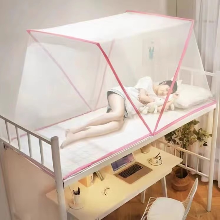 Mosquiteros de alojamiento de estudiantes plegables sin instalación para dormitorios individuales, cama superior y inferior, cifrado universal